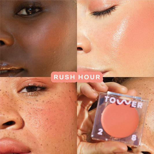Tower 28 BeachPlease cheek and lip application showing versatile color