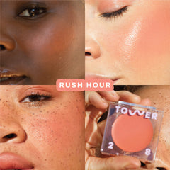 Tower 28 BeachPlease cheek and lip application showing versatile color