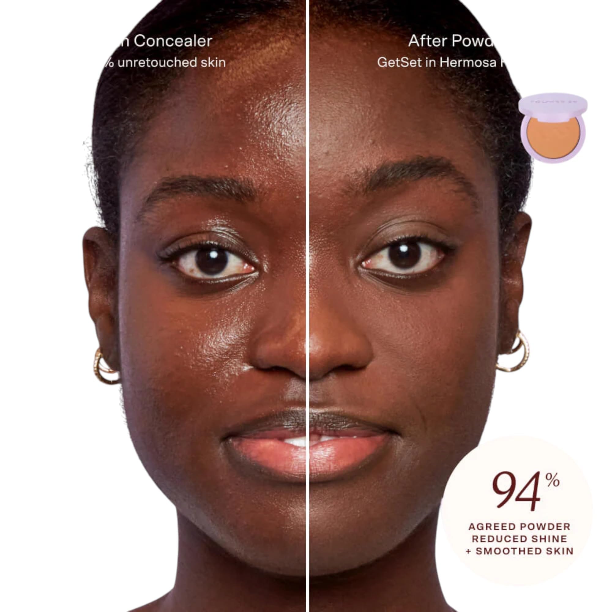 Tower28 GetSet pink setting powder on skin demonstrates silky texture and shine control.