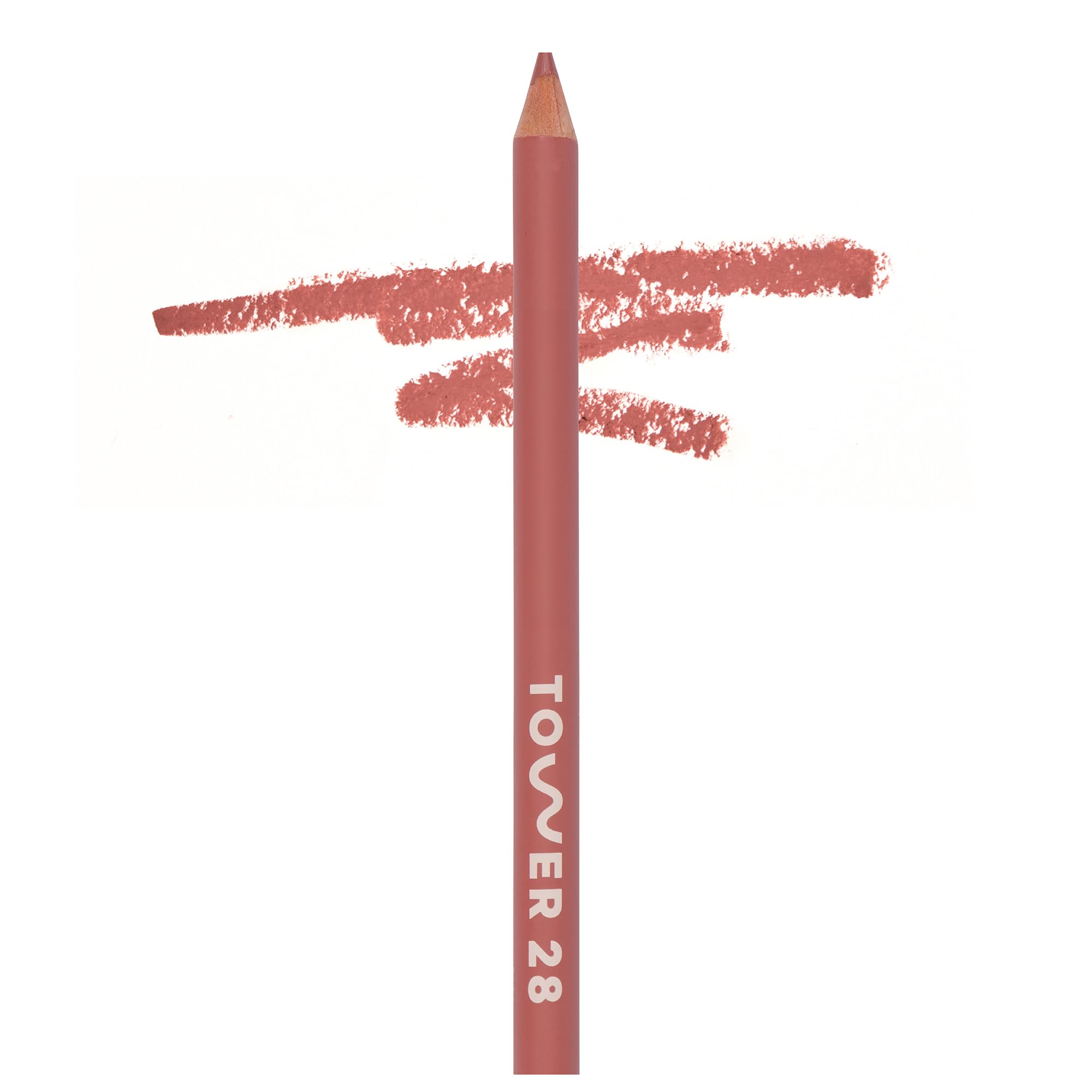 Tower 28 OneLiner lips swatch shows hydrating, long-wearing color for comfortable lips