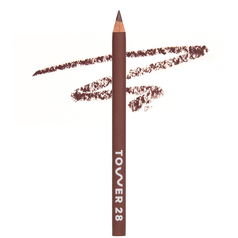 Tower 28 OneLiner chocolate brown pencil for precise lip definition and long wear.