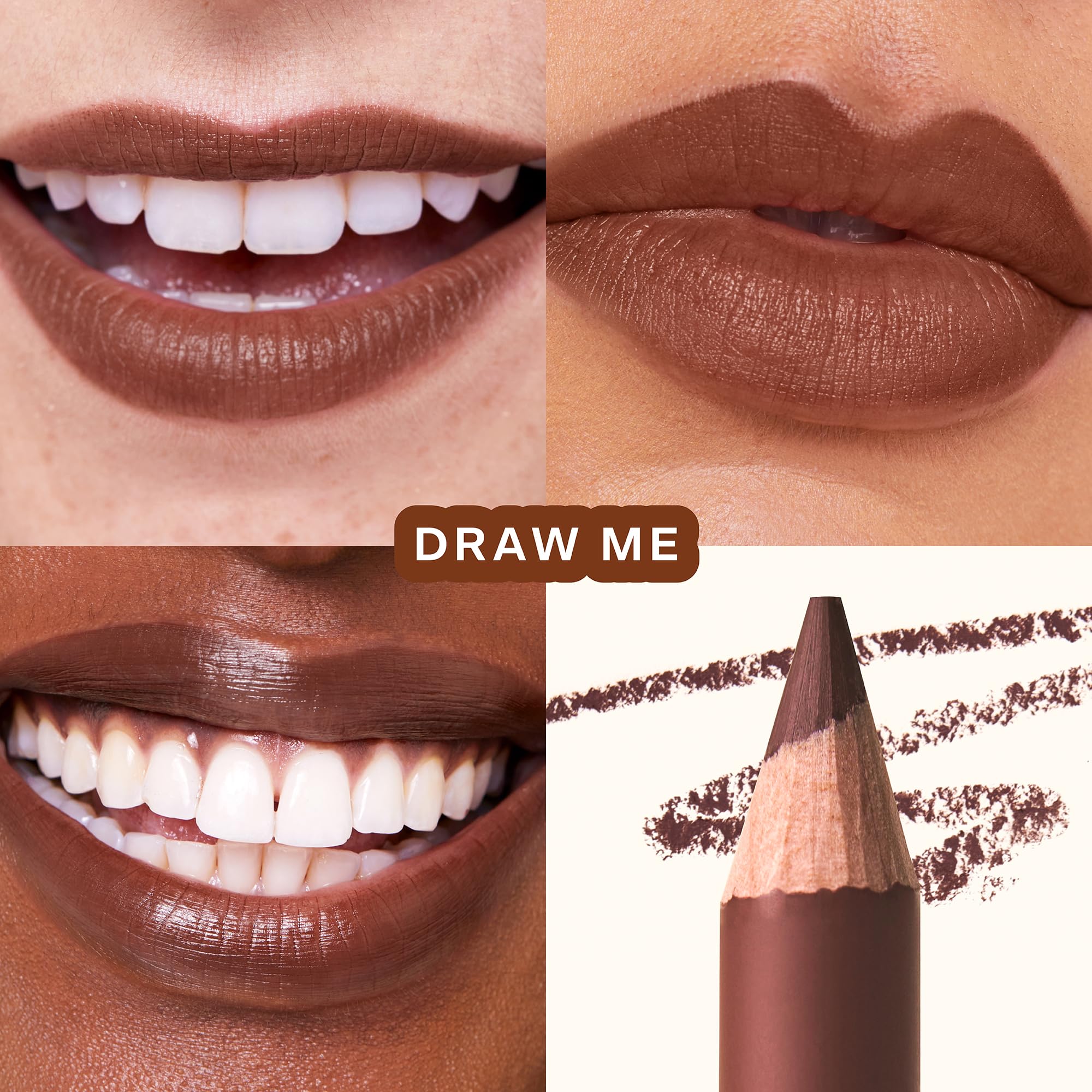 Tower 28 OneLiner lip base matte application for a cohesive monochrome look.