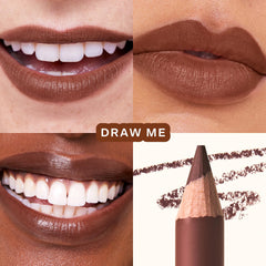 Tower 28 OneLiner lip base matte application for a cohesive monochrome look.