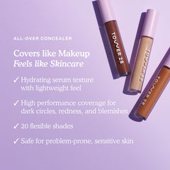 Tower 28 Swipe Serum Concealer under-eye brightening swatch for refreshed look.
