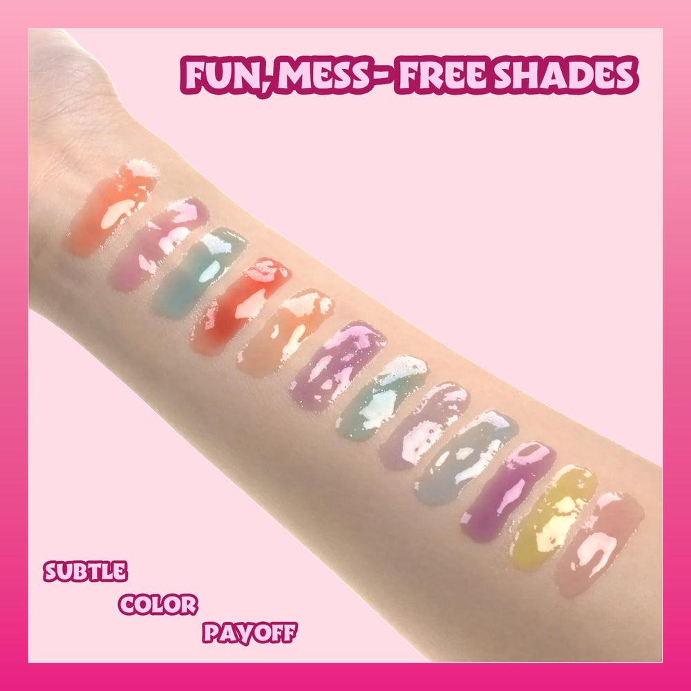 Townley Girl Barbie lip gloss blueberry flavor for shimmering finish.