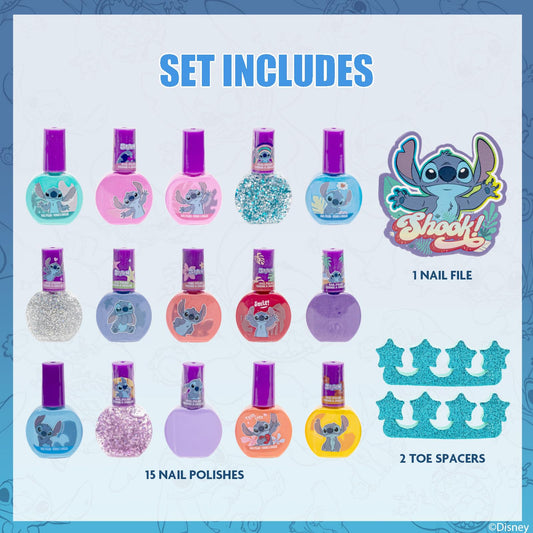 Townley Girl Disney Stitch bottle collection shows vibrant shades for quick color ideas