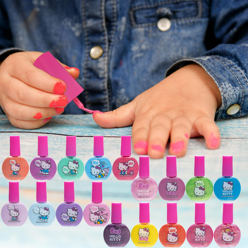 Townley Girl Hello Kitty blue polish offers a cheerful base for kid-safe manis.