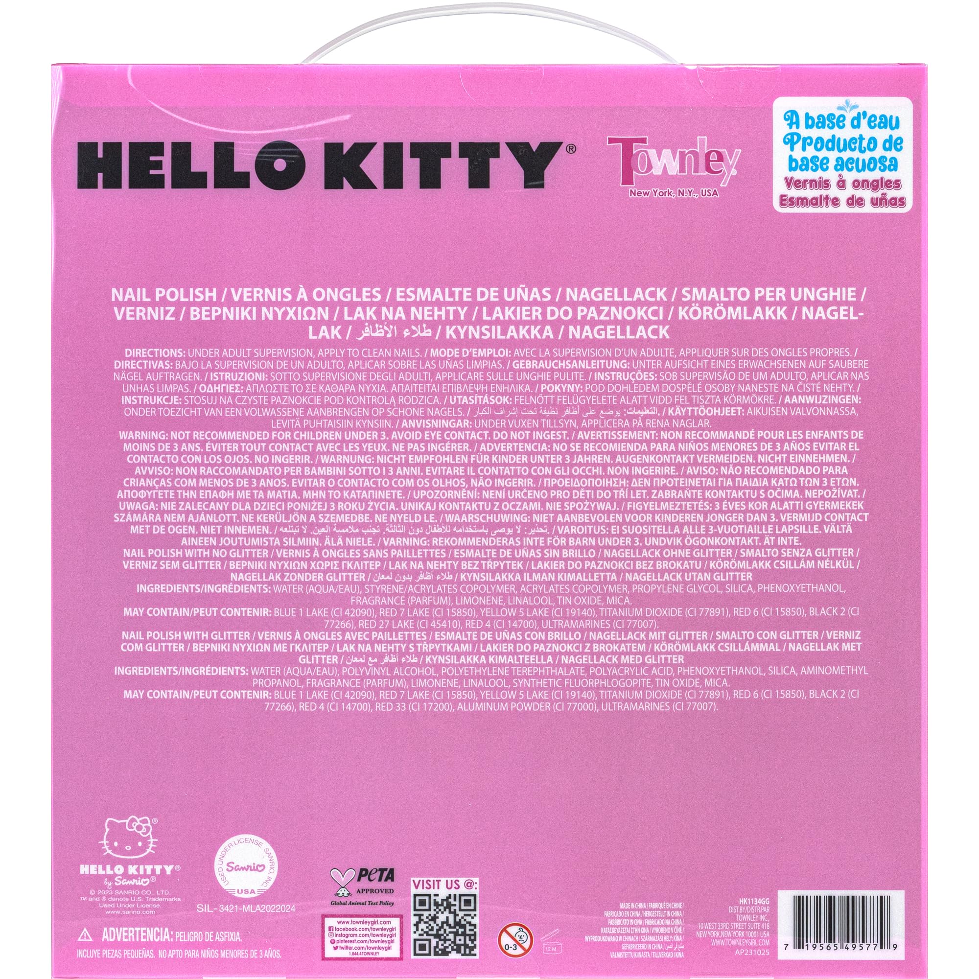 Townley Girl Hello Kitty 18-color collection supports creative nail art and play.