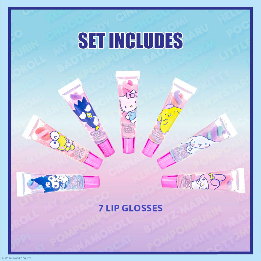 Townley Girl Hello Kitty lip gloss bottle close-up showing cotton candy and blueberry hues