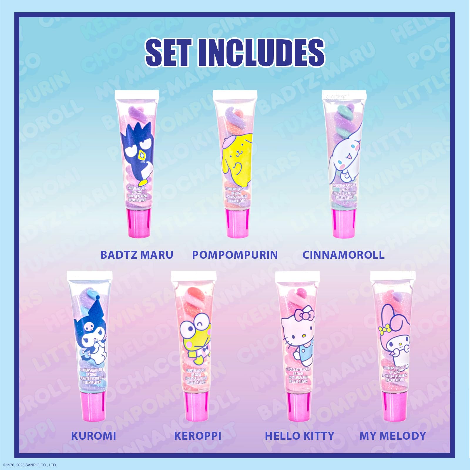 Townley Girl Hello Kitty swirl gloss close-up highlighting two-colored swirls for playful looks