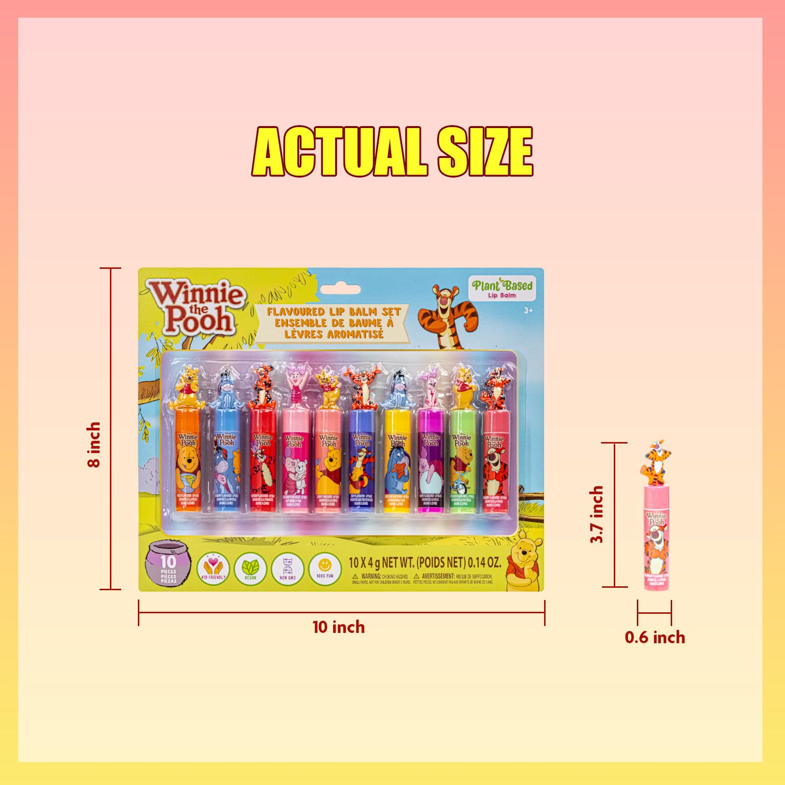 Townley Girl peach-flavor lip balm with 3D topper for fruity shine