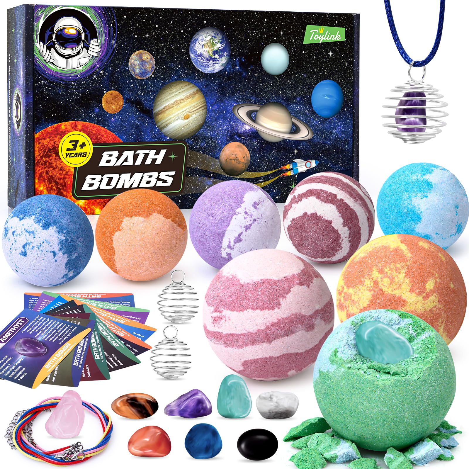 Toylink Galaxy bath bombs with surprise inside for kids' bath-time excitement.