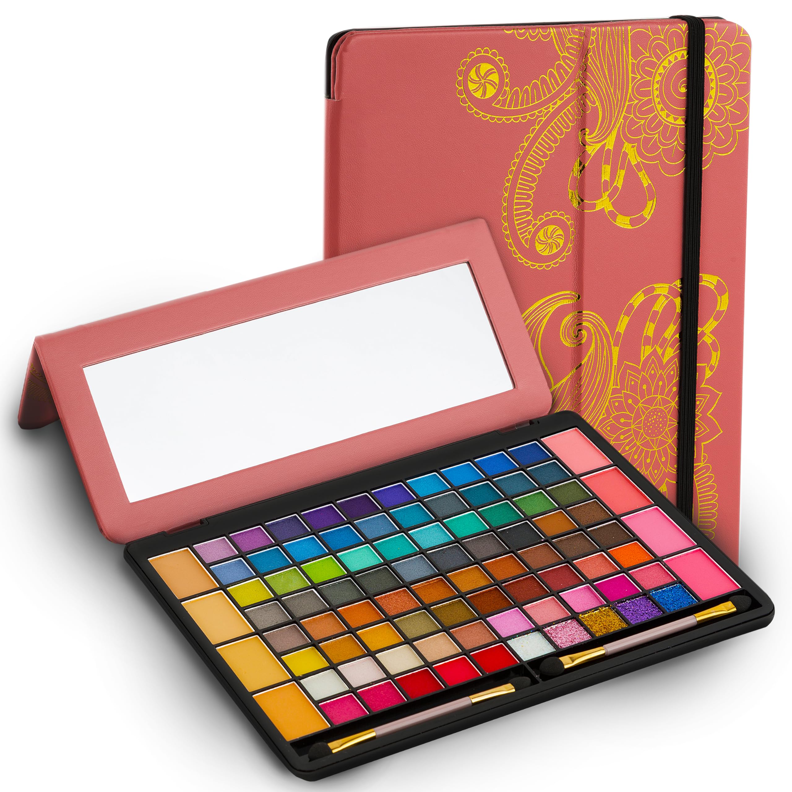 Toysical all-in-one makeup kit in leather case showing 88-color palette.