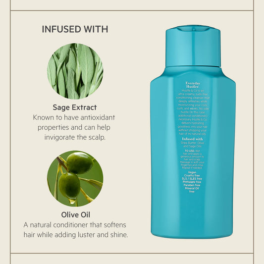 TPH by Taraji Hustle & Co Hydrating Co-Wash with shea butter softens dry coils