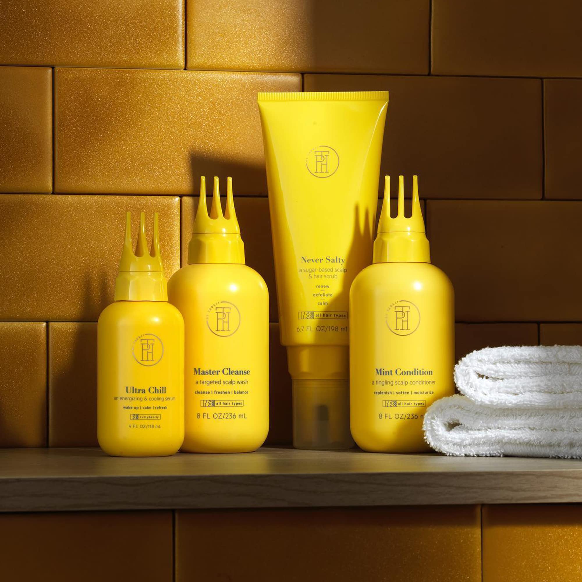 TPH by Taraji Never Salty Sugar Scalp Scrub application close-up suggests easy exfoliation.