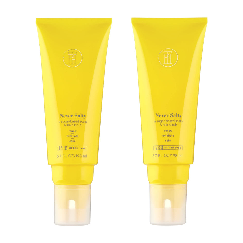 TPH by Taraji Never Salty Sugar Scalp Scrub jar close-up, exfoliating the scalp for a refreshed feel.