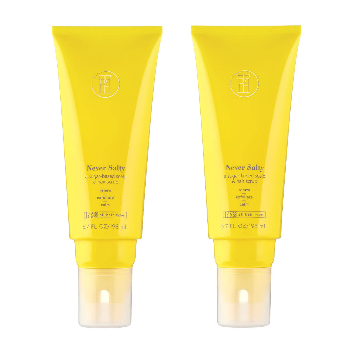 TPH by Taraji Never Salty Sugar Scalp Scrub jar close-up, exfoliating the scalp for a refreshed feel.