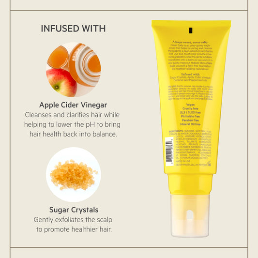 TPH by Taraji Never Salty Sugar Scalp Scrub texture close-up showing gentle buildup removal.