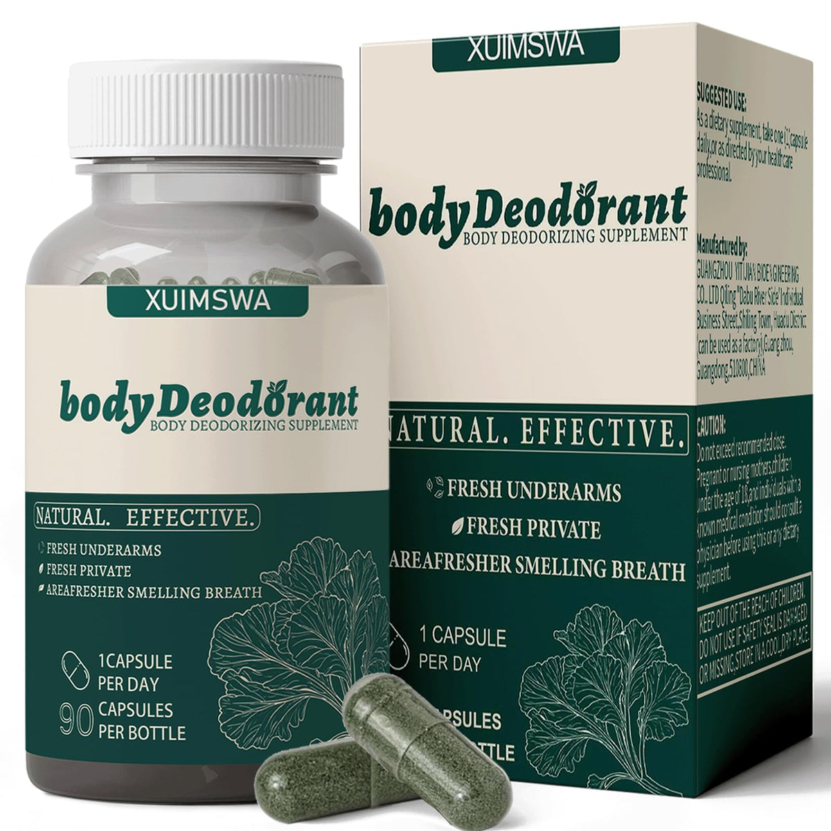 TQIUH Body Deodorizing Supplement bottle for long-lasting freshness throughout the day