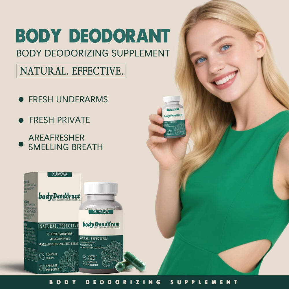 Close-up of TQIUH deodorant capsules showing discreet daily use