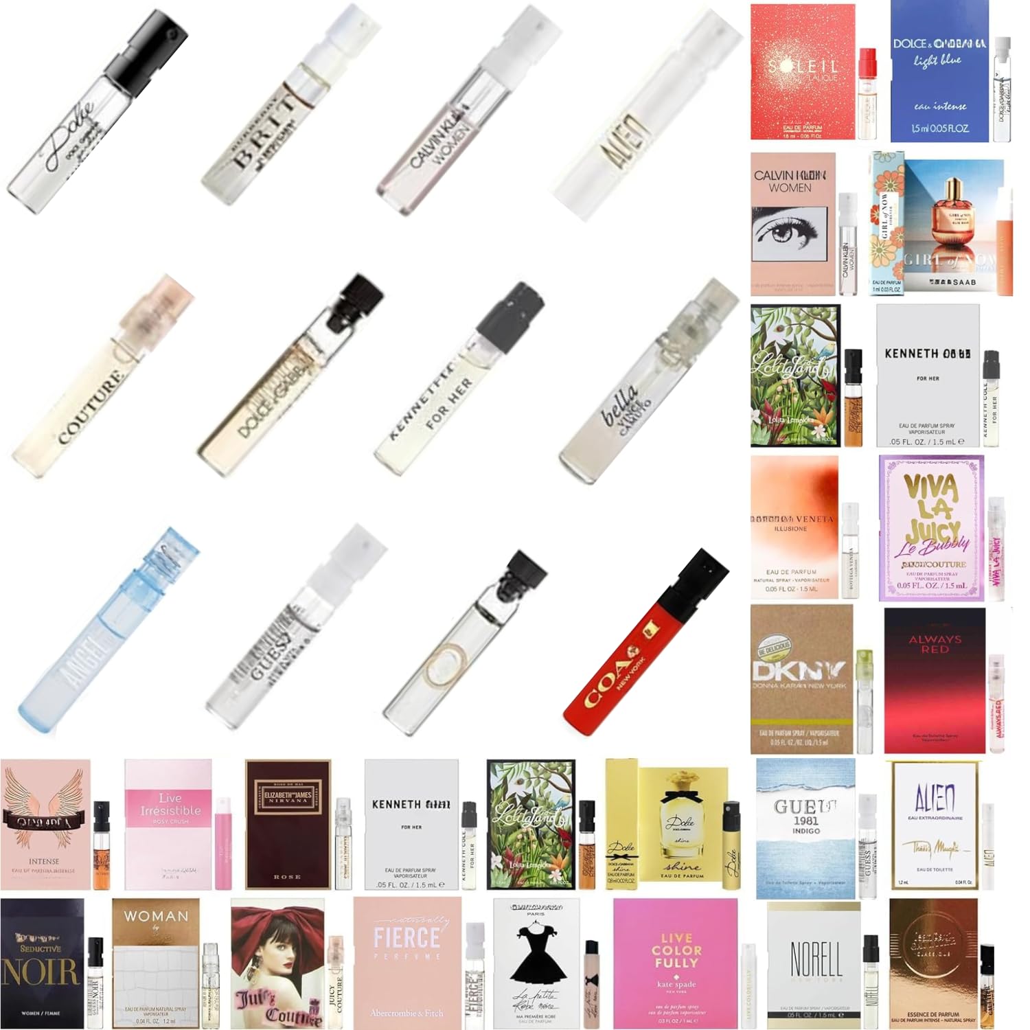 Tradeberry sample set front box showing 12 designer perfumes for travel testing