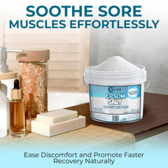 Trade Grade Epsom Salt measuring scoop included for precise dosing.