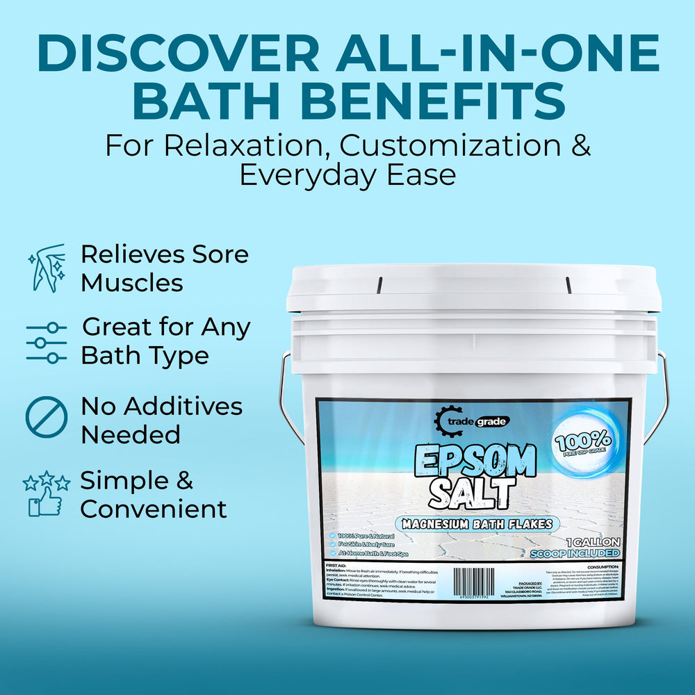 Trade Grade Epsom Salt multi-use crystals for DIY beauty or gardening.