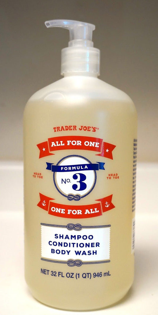 Trader Joe's Formula No.3 packaging close-up, multipurpose 32 oz bottle for everyday use