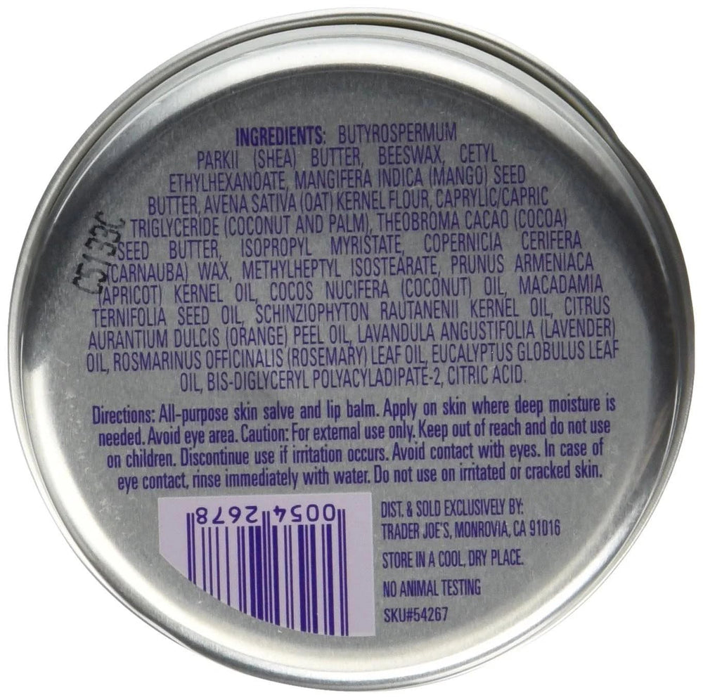 Trader Joe's balm tin in bag for on the go skin care