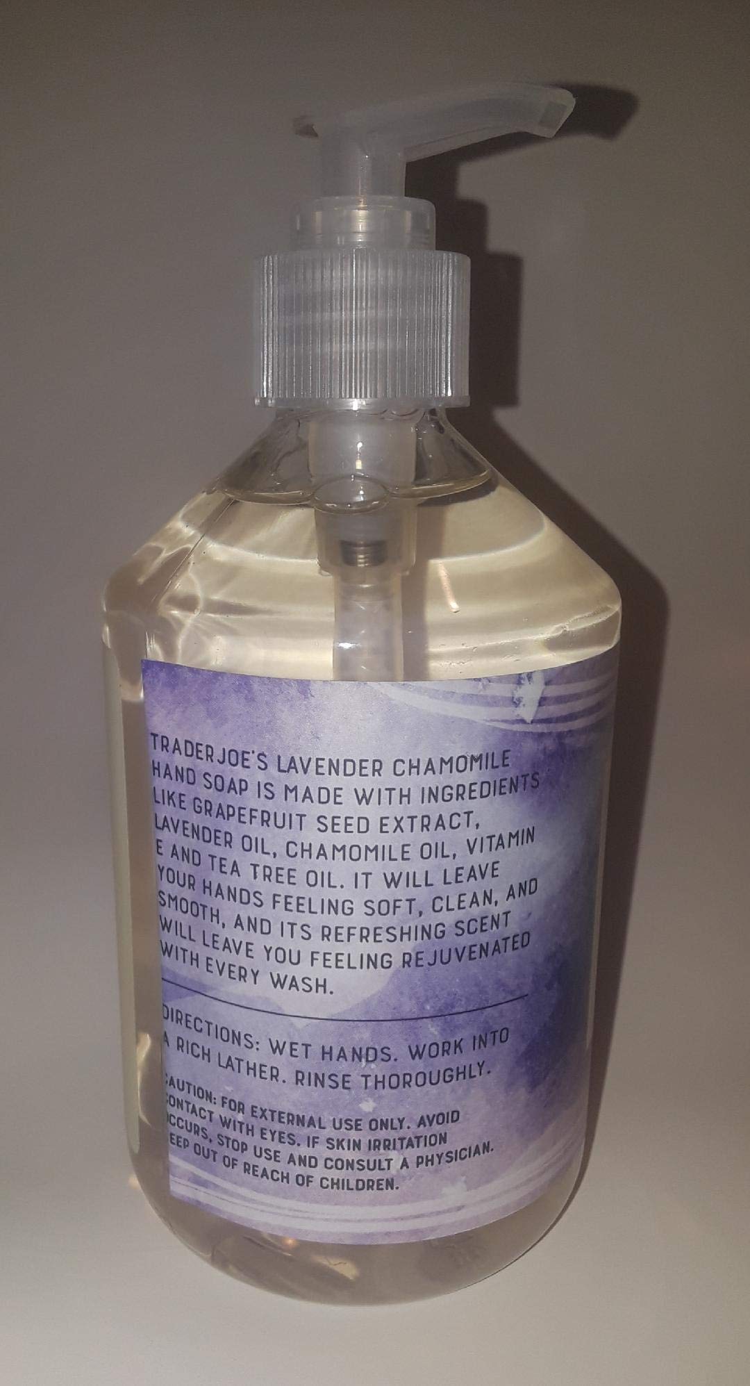 Trader Joe's Lavender Chamomile Hand Soap lather showing soft cleansing action