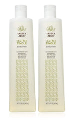 Trader Joe's Tea Tree Tingle bottle pour for a refreshing wake-up cleanse.