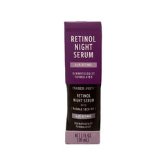 Generic Trader Js Retinol Night Serum bottle for gentle overnight exfoliation and hydration.
