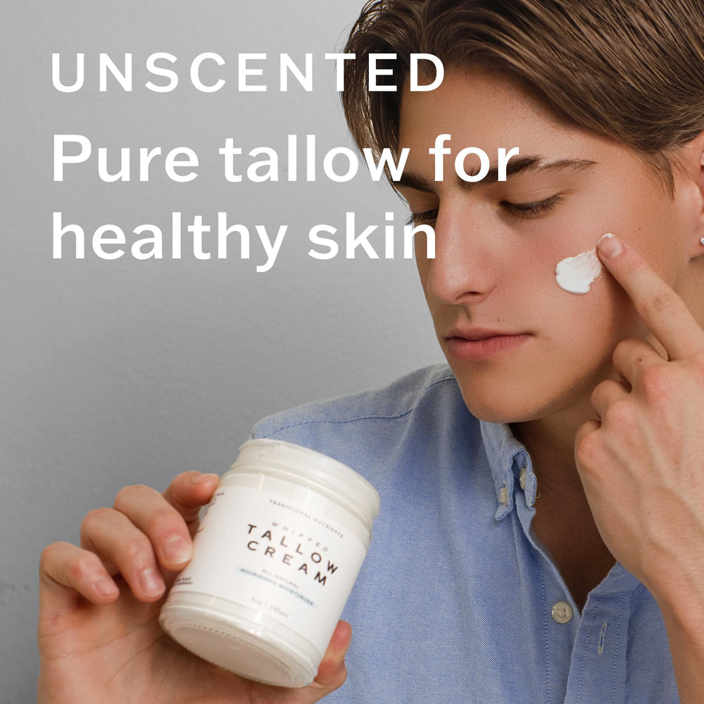Traditional Nutrients grass-fed tallow close-up, nutrient-dense balm for dry areas