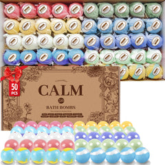TranquilBliss 50pcs bath bombs gift box ready for gifting and home spa moments.