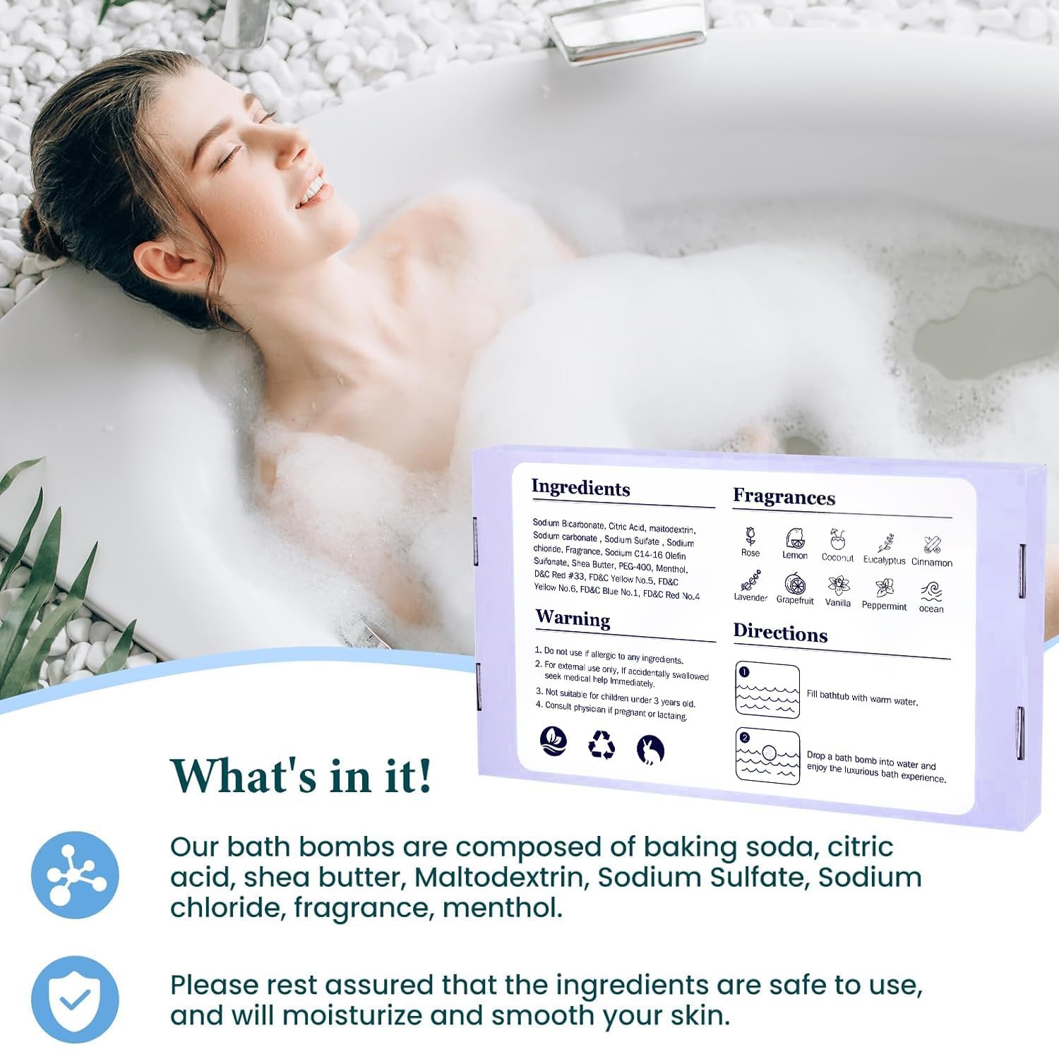 TranquilBliss colorful bath bombs dissolve to create a spa-like water