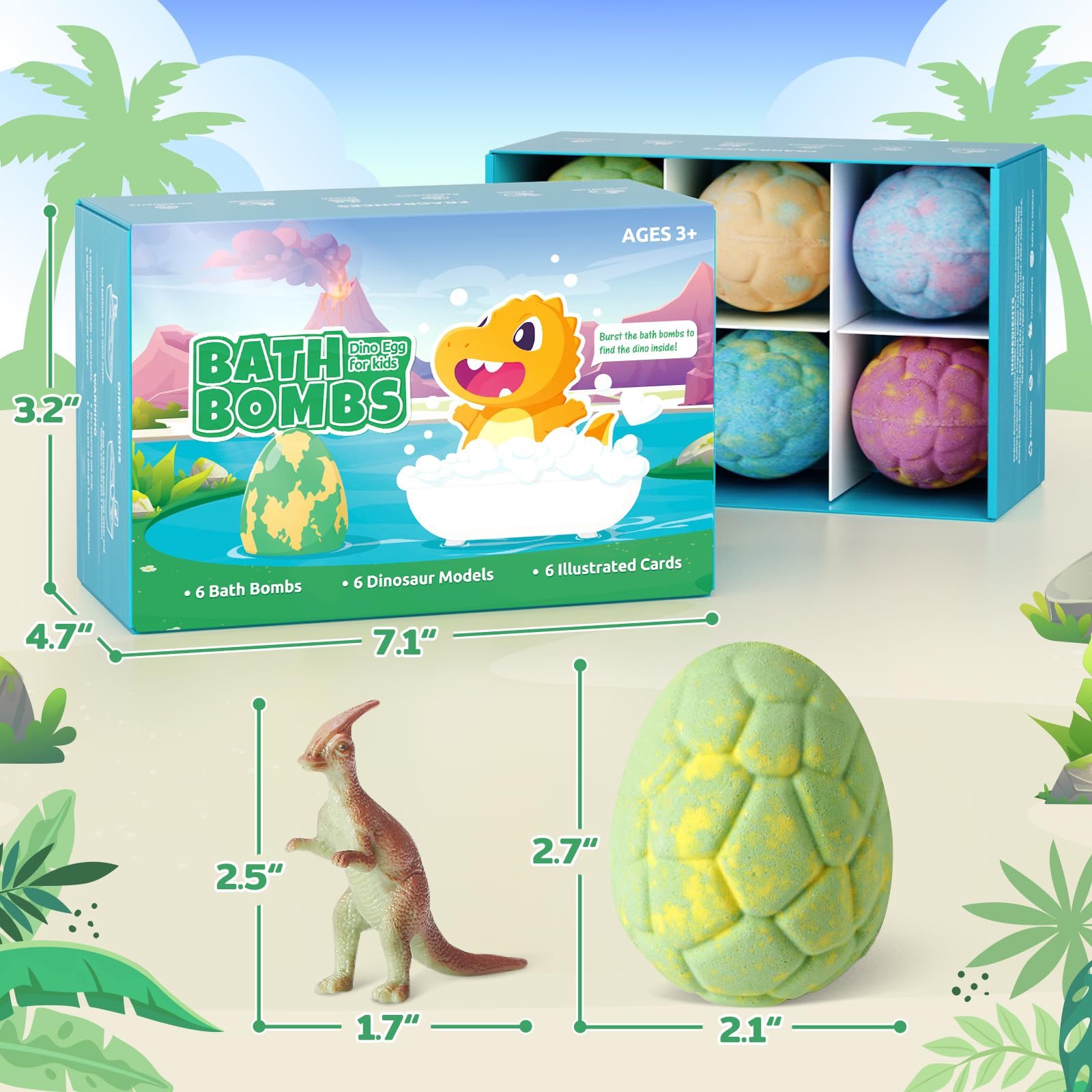 TranquilBliss dino egg toy reveal inside bath bomb.