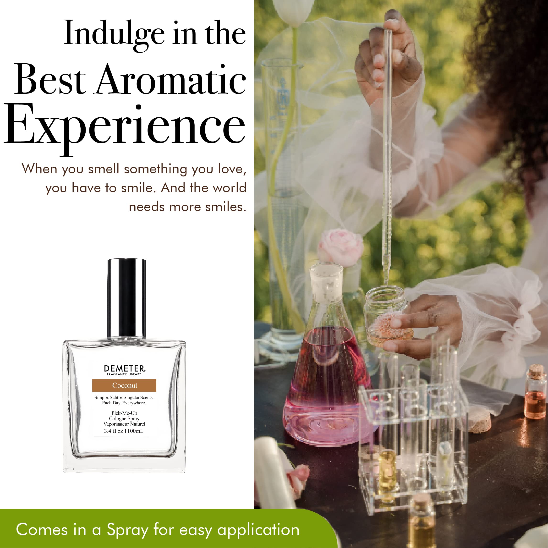 Travel-size DEMETER bottle ideal for TSA travel and portability.