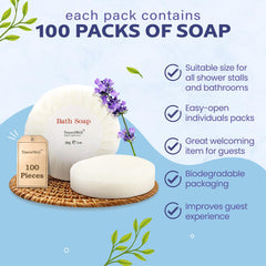 Travelwell mini hotel soap 1 oz, easy to replace during housekeeping.