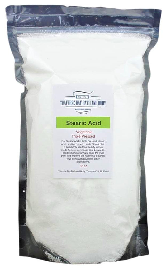 Traverse Bay Stearic Acid 32oz bottle for smooth emulsions in lotions.