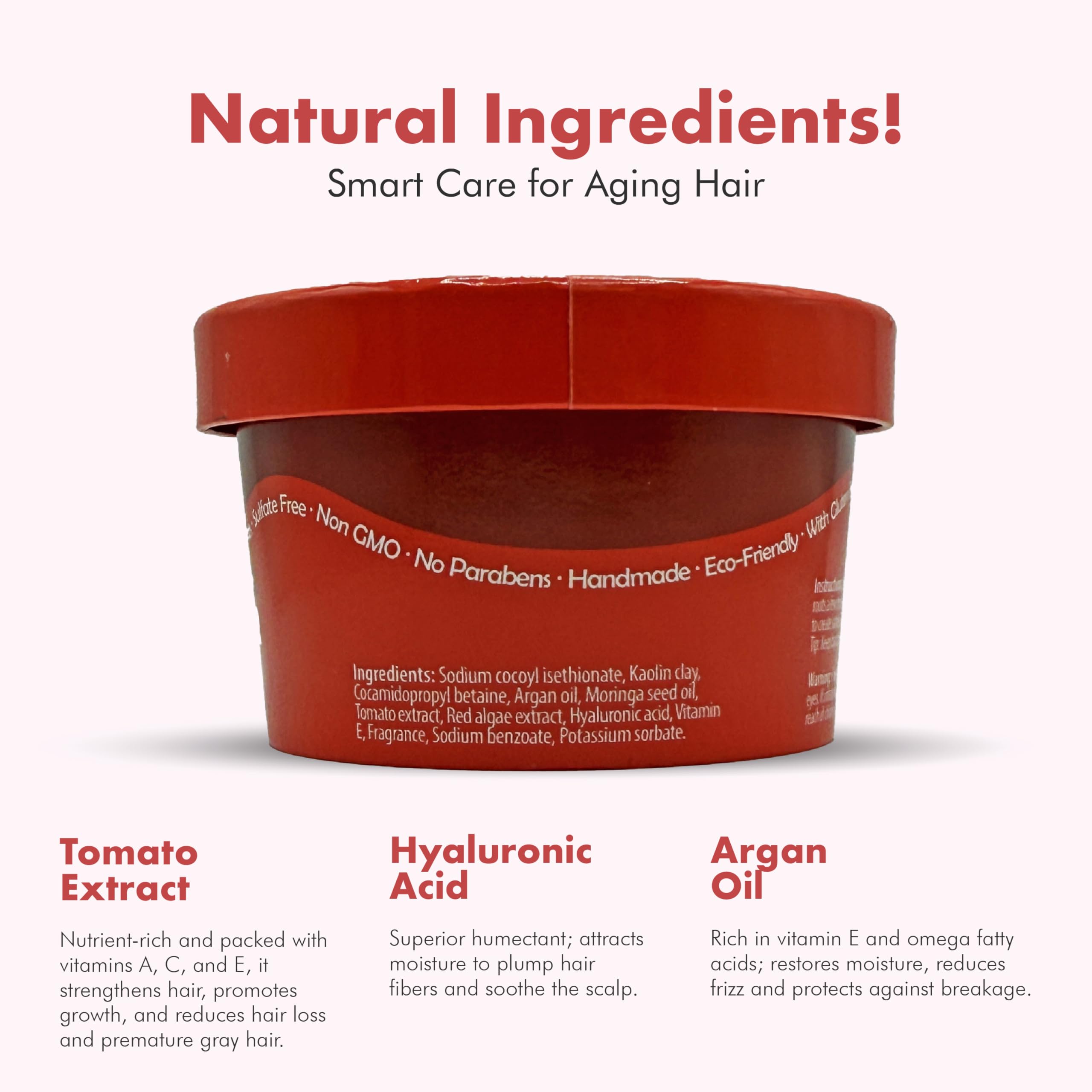 Tree Bottle Hyaluronic Acid Shampoo Bar closeup reveals smooth texture with tomato and red algae blend for nourishment.