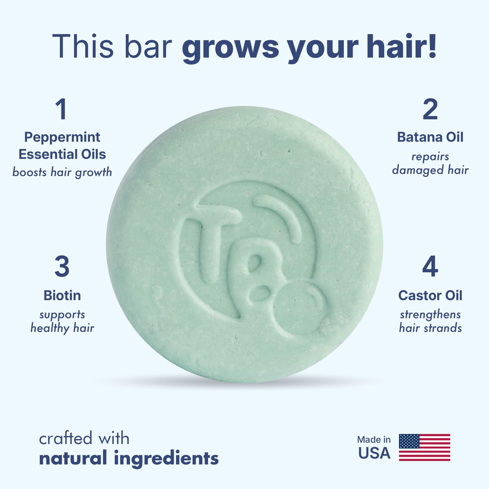 Tree Bottle peppermint essential oils shampoo bar delivers a refreshing cleanse.