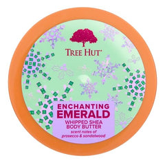 Tree Hut Enchanting Emerald scent bottle closeup showcases refreshing fizz and spa-like aroma.