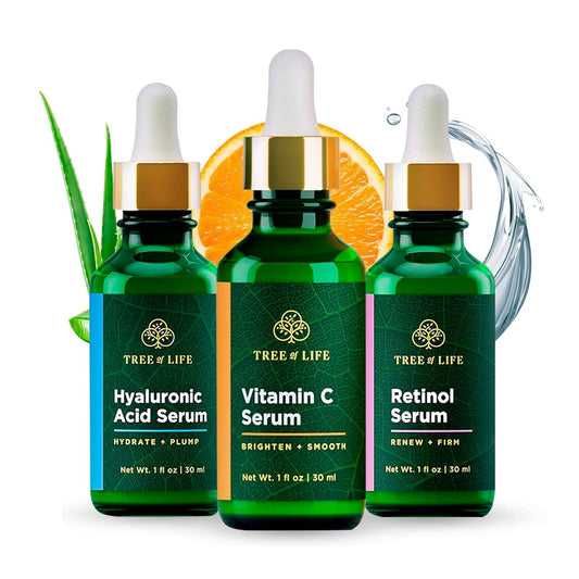 Tree of Life Vitamin C serum trio for brighter skin and even tone.