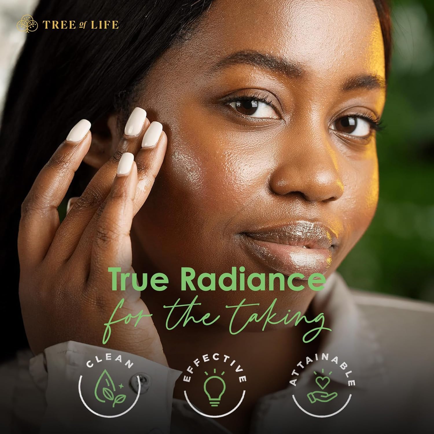 Tree of Life Beauty label-front image highlights clean, dermatologist-tested skincare