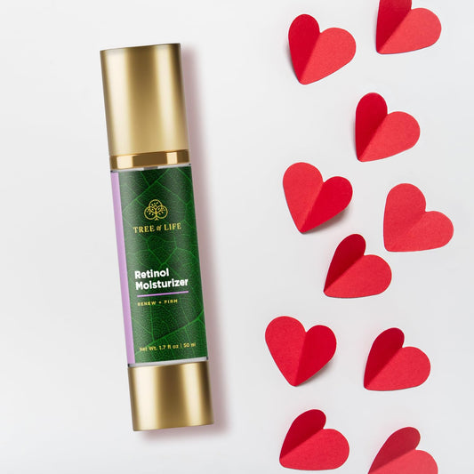 Tree of Life Beauty retinol cream texture close-up showing smooth, lightweight feel.