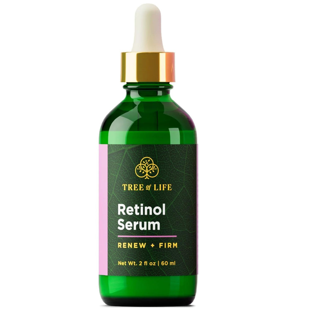 Tree of Life Beauty retinol serum bottle ready for smoothing skincare routine.