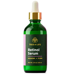 Tree of Life Beauty retinol serum bottle ready for smoothing skincare routine.