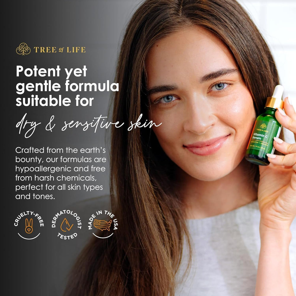 Tree of Life Beauty vitamin C hyaluronic acid ingredient flash suggests hydration support