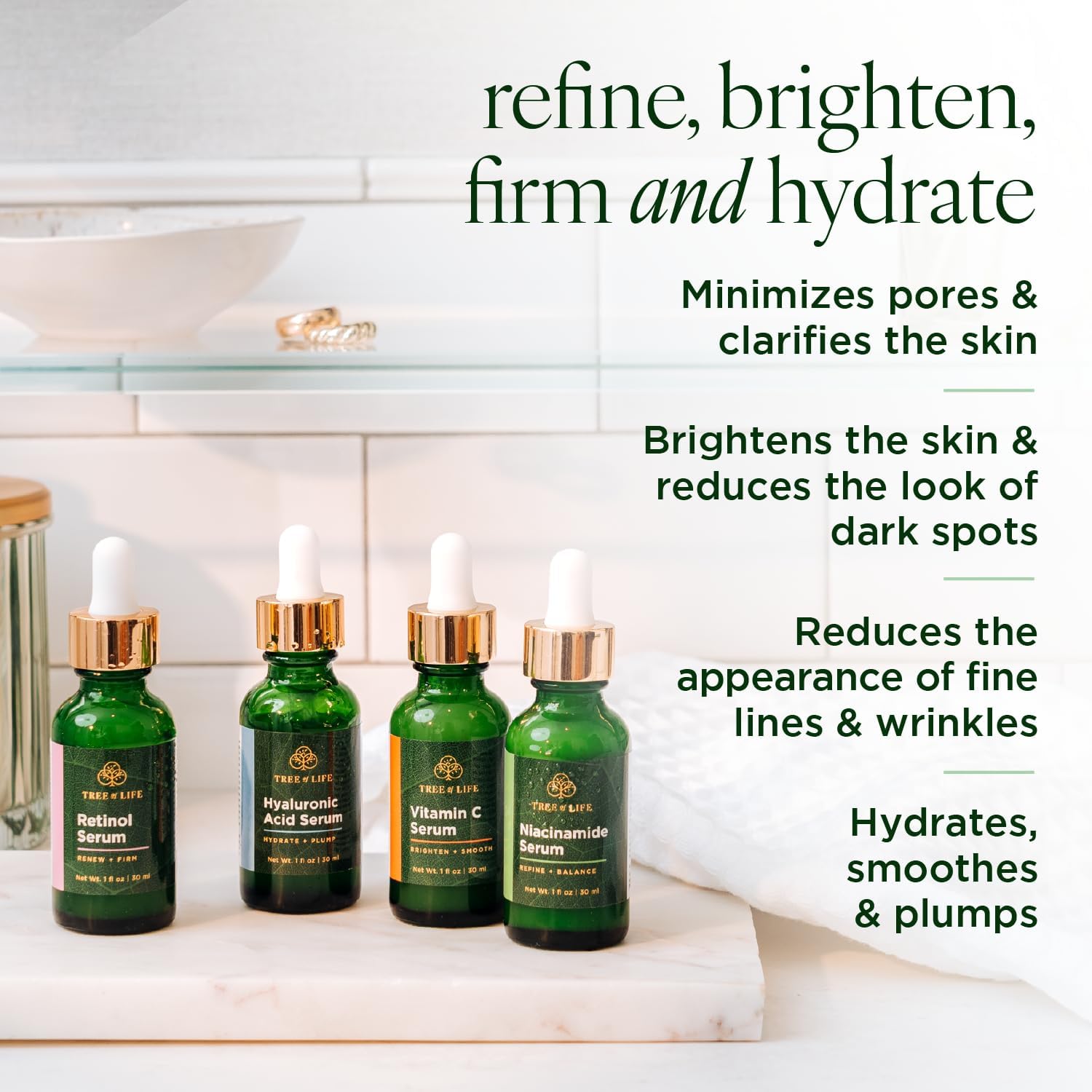 Tree of Life Beauty Vitamin C Serum bottle brightens and evens skin tone.