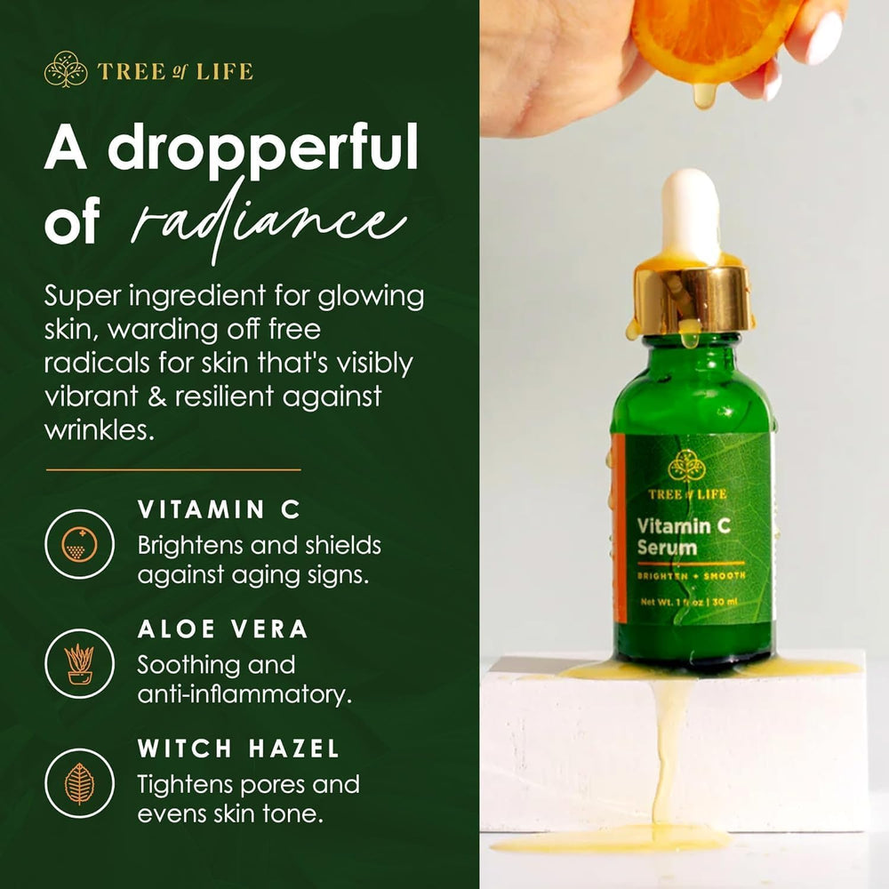 Tree of Life Beauty vitamin C serum texture close-up emphasizes smooth application